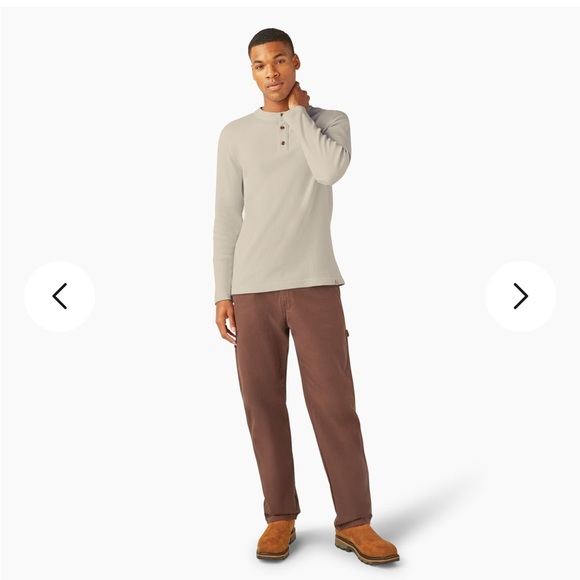 Dickies Oatmeal Thermal Henley Long Sleeve 3 Button Men’s Size Medium NWOT - Picture 4 of 11